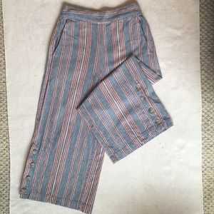 Madewell Striped Culottes Elastic Waist + Pockets